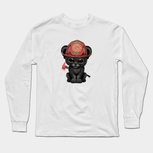 Cute Black Panther Cub Firefighter Long Sleeve T-Shirt by jeffbartels